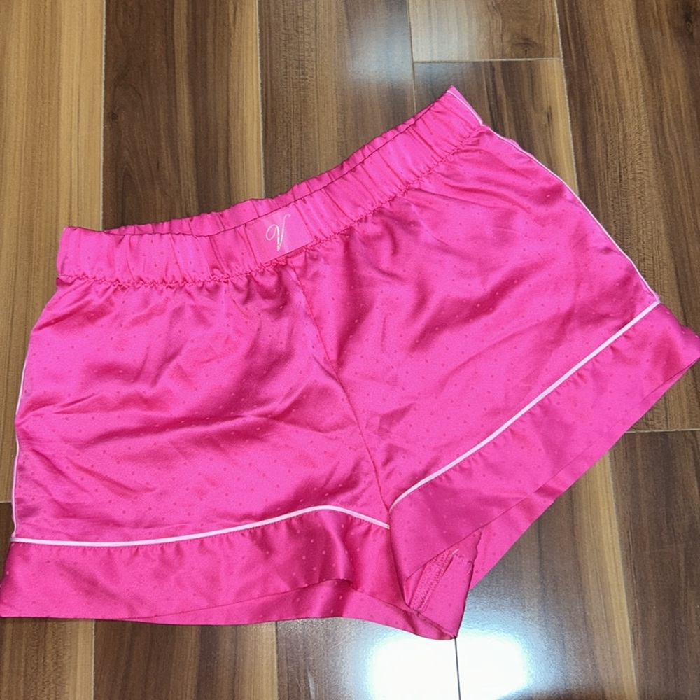 Small Victoria’s Secret pink satin silky pajama shorts hot pink